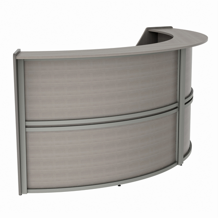 Linea Italia Curved Reception Desk with Counter, 2 Units, 124”W x 49”D, Ash ZUD296